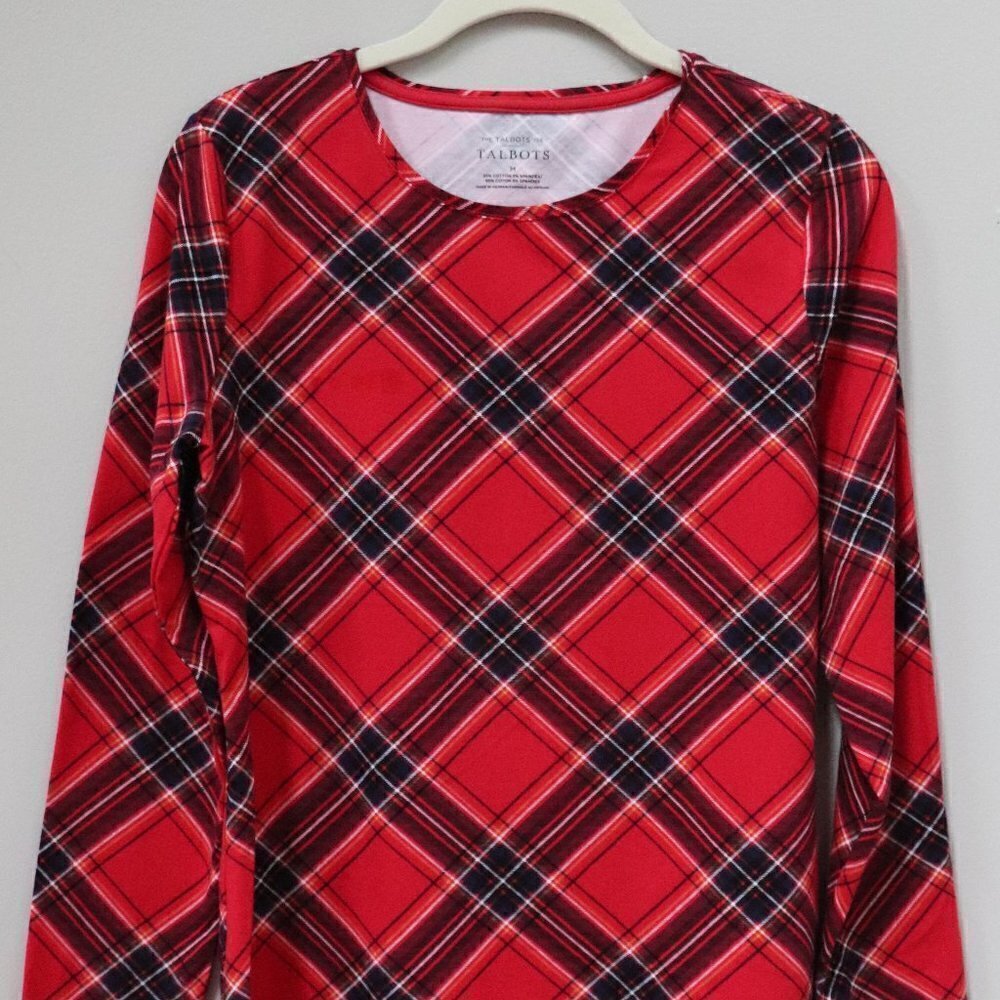 Talbots Red Plaid LS Womens Top Size M NWOT